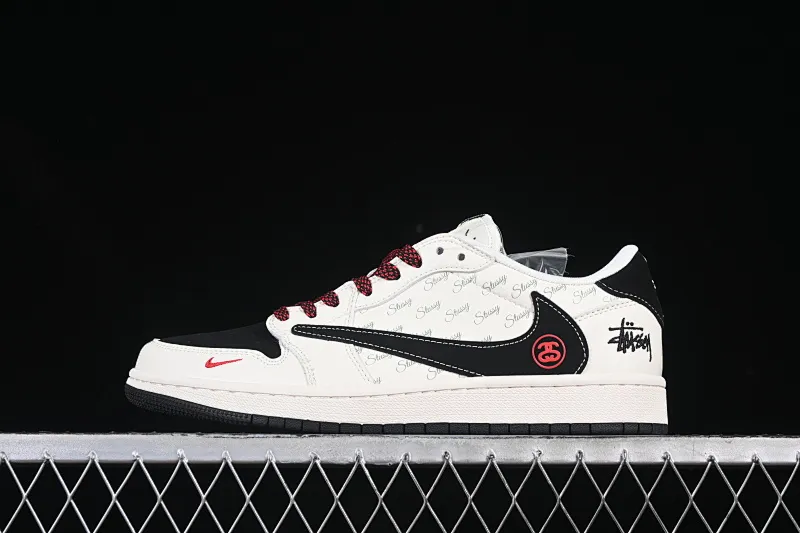 All categories Air Jordan Jordan series basketball shoes Air Jordan 1 Low High-end customized low-top sneakers Air Jordan 1 Low OG SP AJ1 Joe 1 Stussy co-branded black hook beige white English low-top cultural casual sneakers XS6089-511